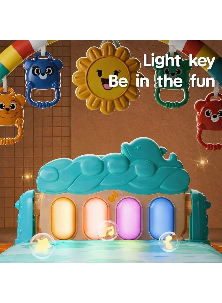 أيينجل سجادة لعب للرضع مع بيانو قدم (Kick & Play)، لوحة موسيقى بـ4 مفاتيح مضيئة، ألعاب معلّقة، مناسبة للاستلقاء والزحف والجلوس، لعبة تعليمية للمواليد - Image 5